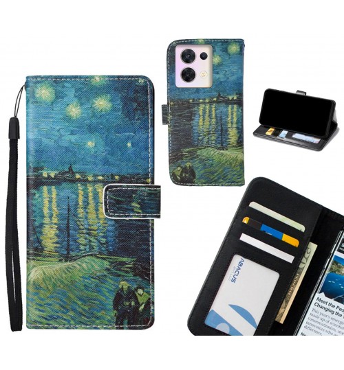 Oppo Reno 8 case leather wallet case van gogh painting