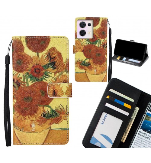 Oppo Reno 8 case leather wallet case van gogh painting