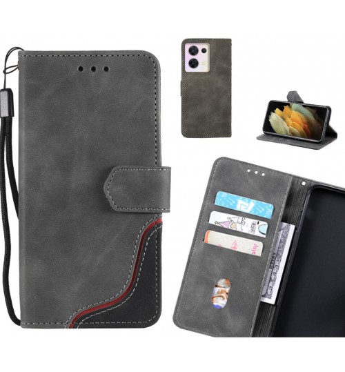 Oppo Reno 8 Case Wallet Denim Leather Case - Grey