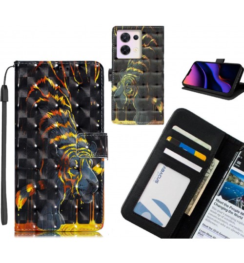 Oppo Reno 8 Case Leather Wallet Case 3D Pattern Printed