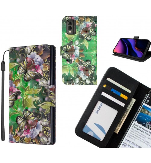Nokia C32 Case Leather Wallet Case 3D Pattern Printed