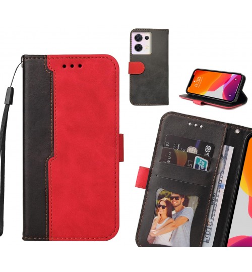 Oppo Reno 8 Case Wallet Denim Leather Case Cover - Red