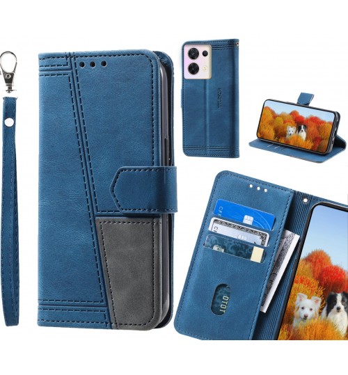 Oppo Reno 8 Case Wallet Premium Denim Leather Cover - Blue