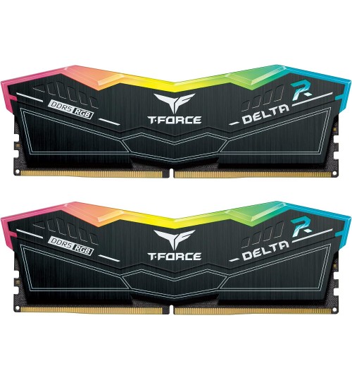 TEAM T-FORCE DELTA RGB DDR5-6400 32GB 16GB x 2 BLACK GAMING MEMORY