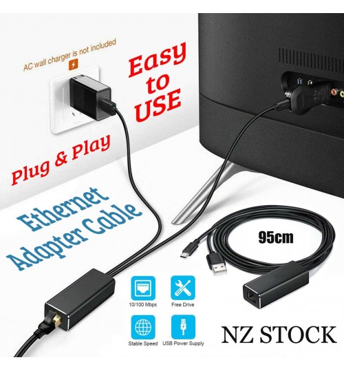 Micro USB to RJ45 Ethernet Network Adapter for Firestick, Fire TV, Chromecast