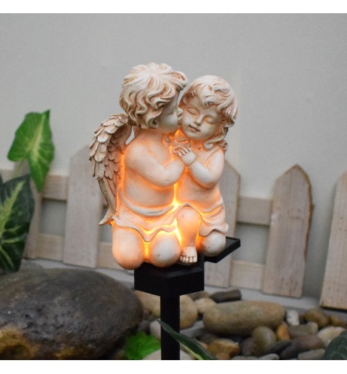 Cuddle Sleeping Angels Cherubs Garden Gnome Statue ornaments With Solar lights