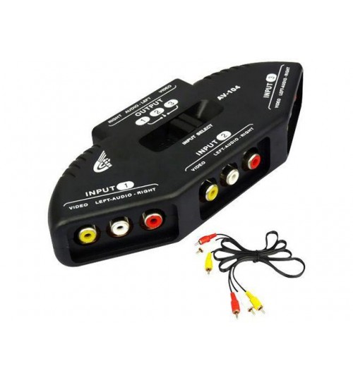 3 Way Audio Video AV RCA Switch Splitter