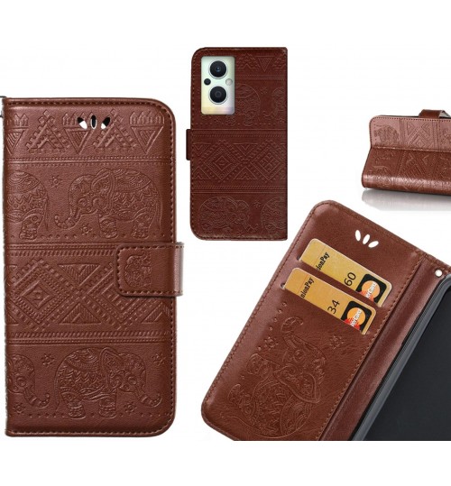 Oppo Reno 8 Lite 5G case Wallet Leather case Embossed Elephant Pattern