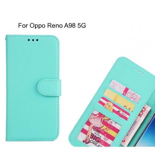 Oppo Reno A98 5g  Case Magnetic Flip Leather Wallet Case - Green