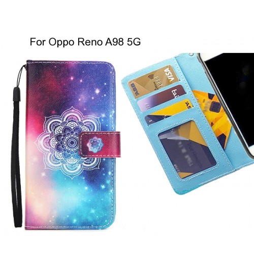 Oppo Reno A98 5G case 3 card leather wallet case printed ID