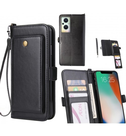 Oppo Reno 8 Lite 5g Case Retro Leather Wallet Case - Black