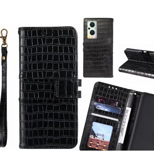 Oppo Reno 8 Lite 5g Case Croco Wallet Leather Case - Black