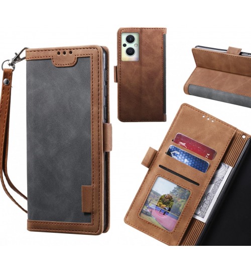 Oppo Reno 8 Lite 5g Case Wallet Denim Leather Case Cover - Grey