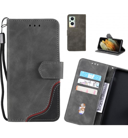 Oppo Reno 8 Lite 5g Case Wallet Denim Leather Case - Grey