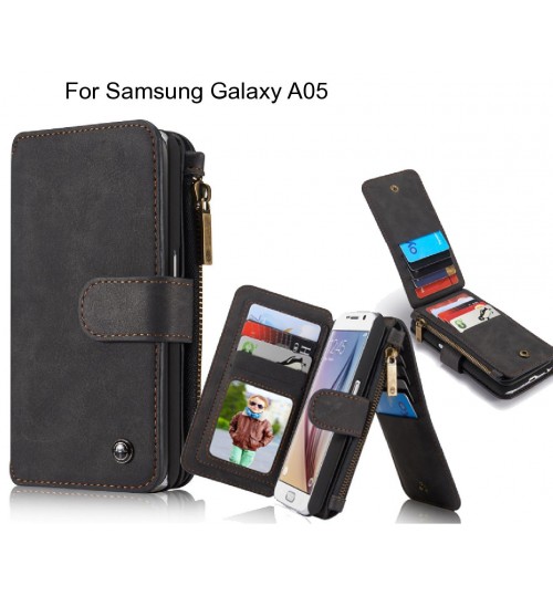 Samsung Galaxy A05 Case Retro Leather Case Multi Cards - Black