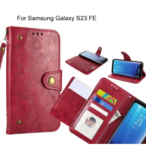 Samsung Galaxy S23 Fe  Case Executive Multi Card Wallet Leather Case - Red
