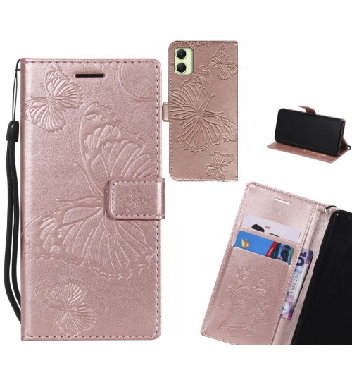Samsung Galaxy A05 Case Embossed Butterfly Wallet Leather Case - Rose Gold