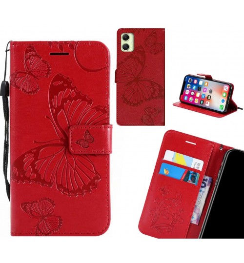 Samsung Galaxy A05 Case Embossed Butterfly Wallet Leather Case - Red