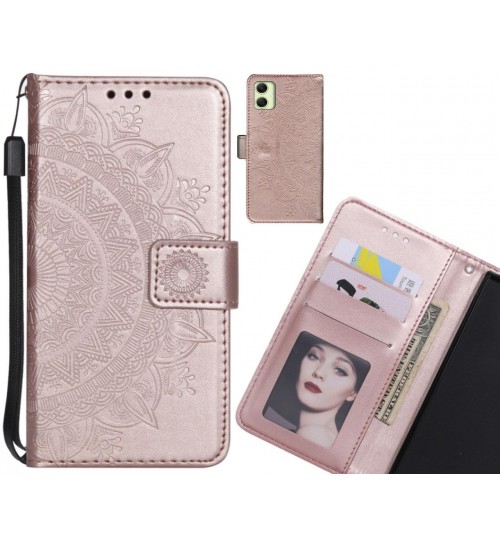 Samsung Galaxy A05 Case Mandala Embossed Leather Wallet Case - Rose Gold