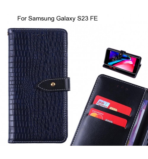 Samsung Galaxy S23 FE case croco pattern leather wallet case