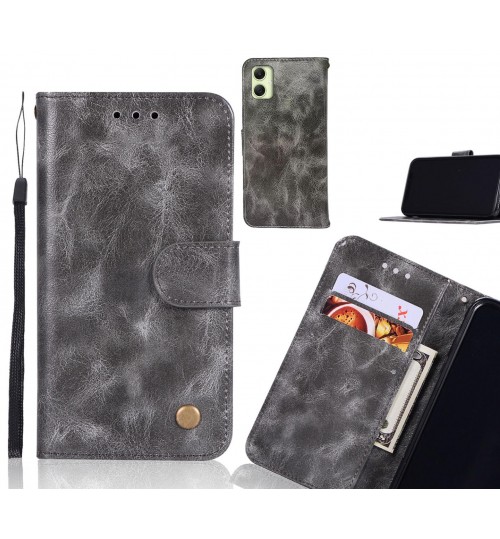 Samsung Galaxy A05 Case Vintage Fine Leather Wallet Case - Grey