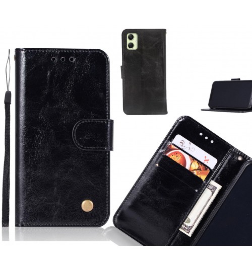 Samsung Galaxy A05 Case Vintage Fine Leather Wallet Case - Black