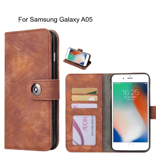 Samsung Galaxy A05 Case Retro Leather Wallet Case - Brown