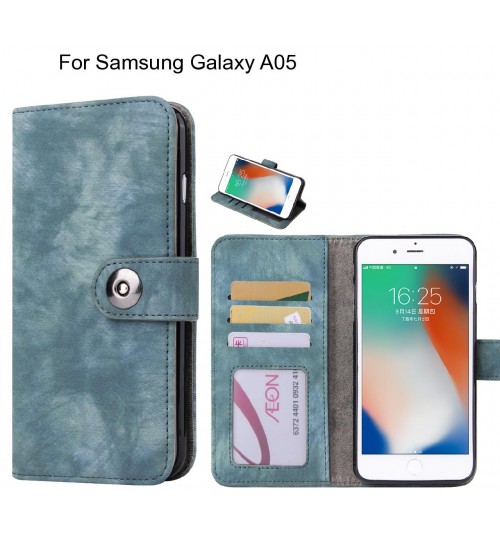 Samsung Galaxy A05 Case Retro Leather Wallet Case - Blue