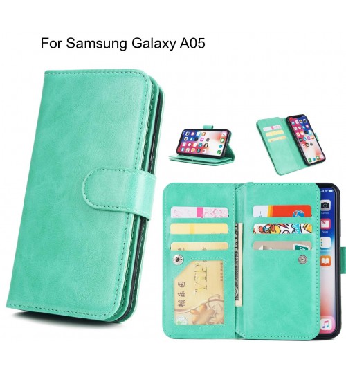 Samsung Galaxy A05 Case Triple Wallet Leather Case 9 Card Slots - Green