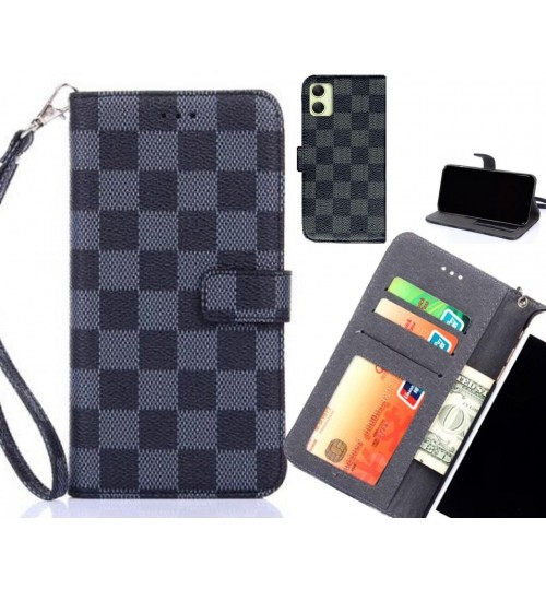 Samsung Galaxy A05 Case Grid Wallet Leather Case - Black