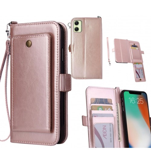 Samsung Galaxy A05 Case Retro Leather Wallet Case - Rose Gold