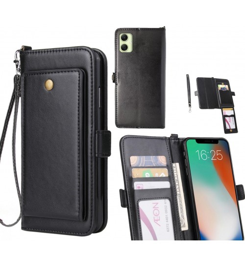 Samsung Galaxy A05 Case Retro Leather Wallet Case - Black