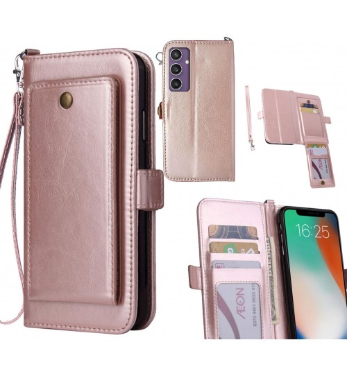 Samsung Galaxy S23 Fe Case Retro Leather Wallet Case - Rose Gold