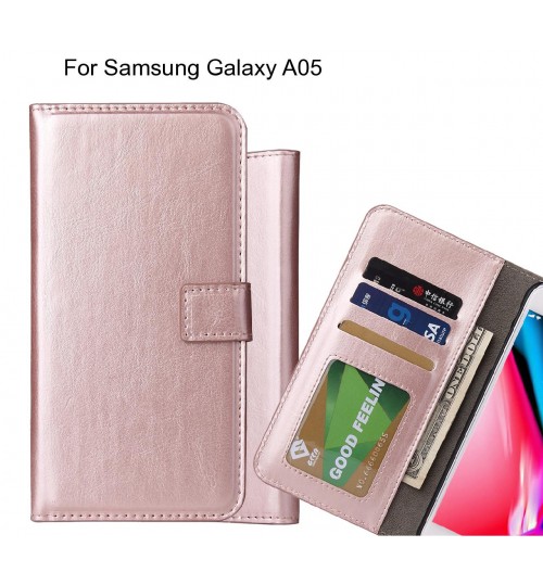 Samsung Galaxy A05 Case Fine Leather Wallet Case - Rose Gold