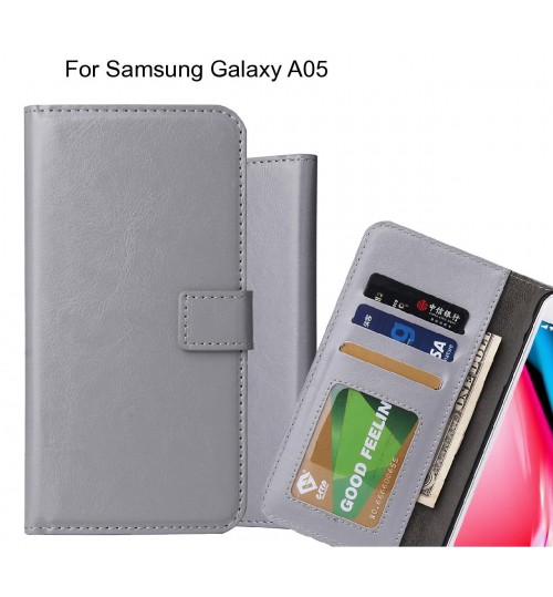 Samsung Galaxy A05 Case Fine Leather Wallet Case - Grey