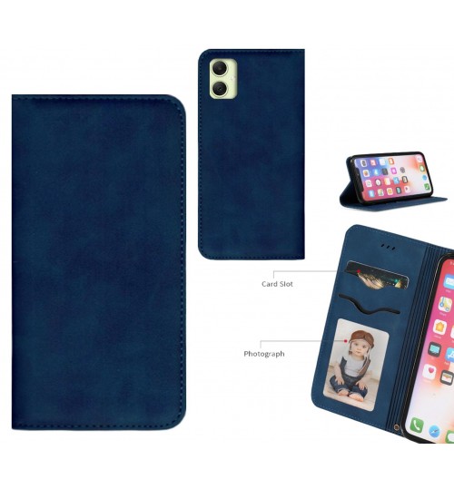 Samsung Galaxy A05 Case Premium Leather Magnetic Wallet Case - Blue