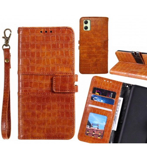 Samsung Galaxy A05 Case Croco Wallet Leather Case - Brown