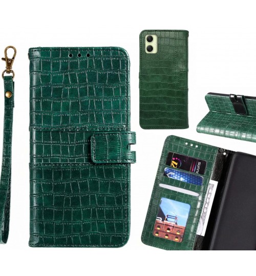 Samsung Galaxy A05 Case Croco Wallet Leather Case - Green