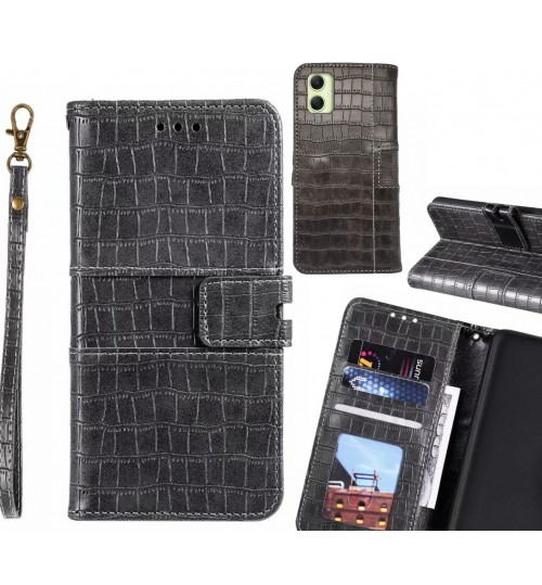 Samsung Galaxy A05 Case Croco Wallet Leather Case - Grey