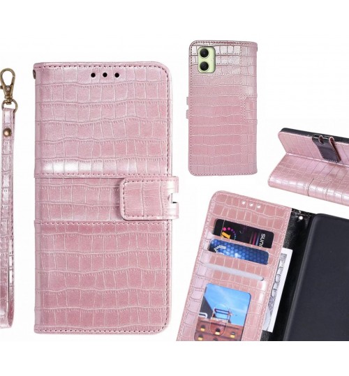Samsung Galaxy A05 Case Croco Wallet Leather Case - Pink