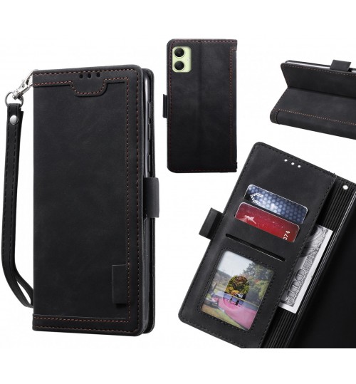Samsung Galaxy A05 Case Wallet Denim Leather Case Cover - Black
