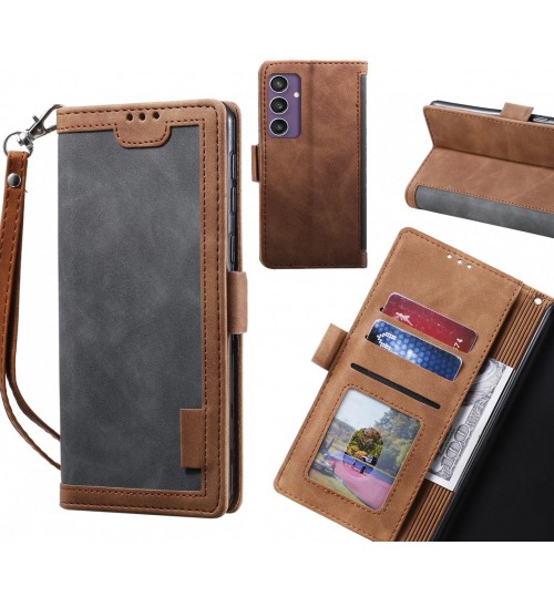 Samsung Galaxy S23 Fe Case Wallet Denim Leather Case Cover - Grey