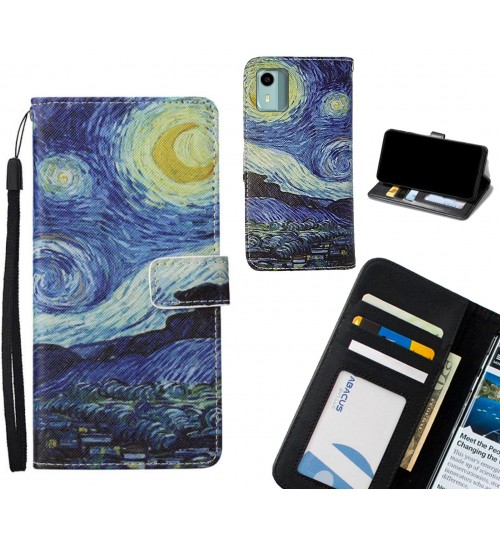 Nokia C12 case leather wallet case van gogh painting