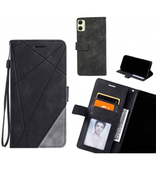 Samsung Galaxy A05 Case Wallet Premium Denim Leather Cover - Black
