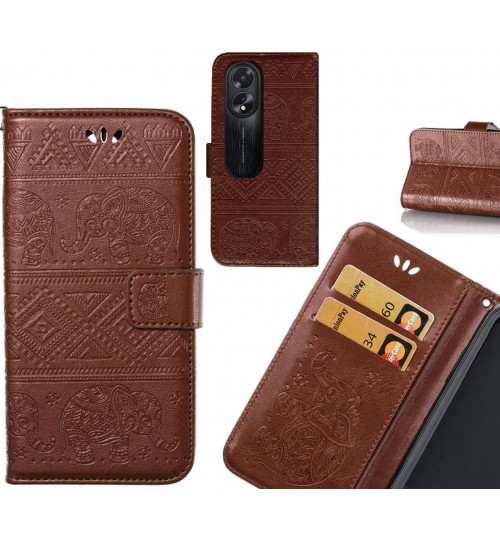 Oppo A38 case Wallet Leather case Embossed Elephant Pattern