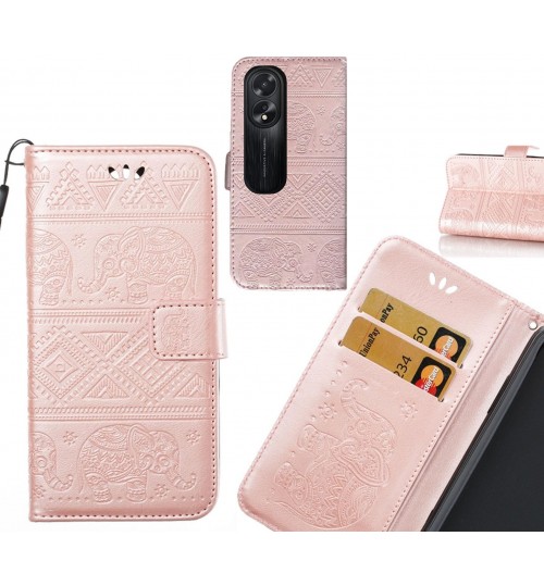 Oppo A38 case Wallet Leather case Embossed Elephant Pattern