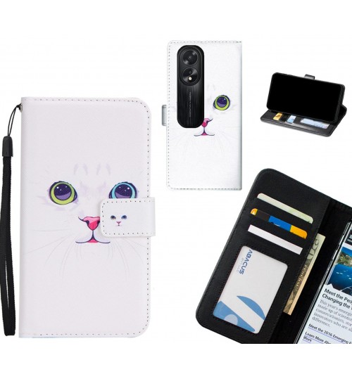 Oppo A38 case 3 card leather wallet case printed ID