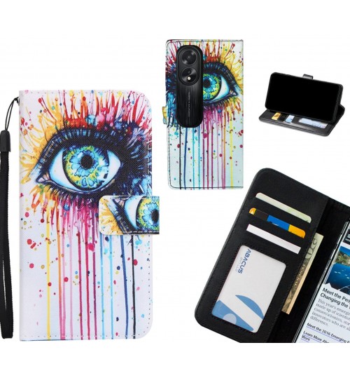 Oppo A38 case 3 card leather wallet case printed ID