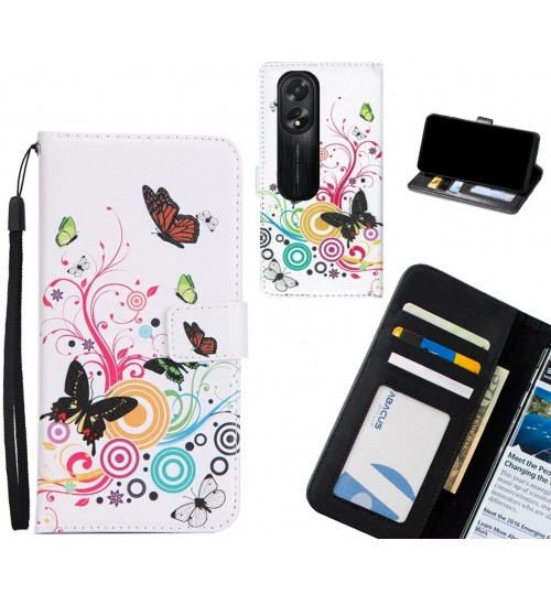 Oppo A38 case 3 card leather wallet case printed ID