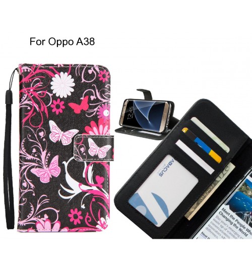 Oppo A38 case 3 card leather wallet case printed ID